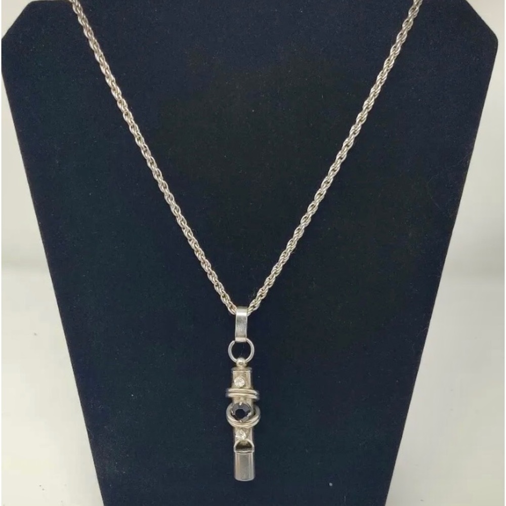 Whistle safety necklace 36” long thick necklace with 3/stones